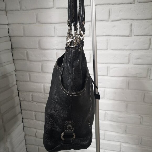 Tignanello Ladies Black Genuine Leather Fully Lined Zipper Closure Handbag - Picture 4 of 12